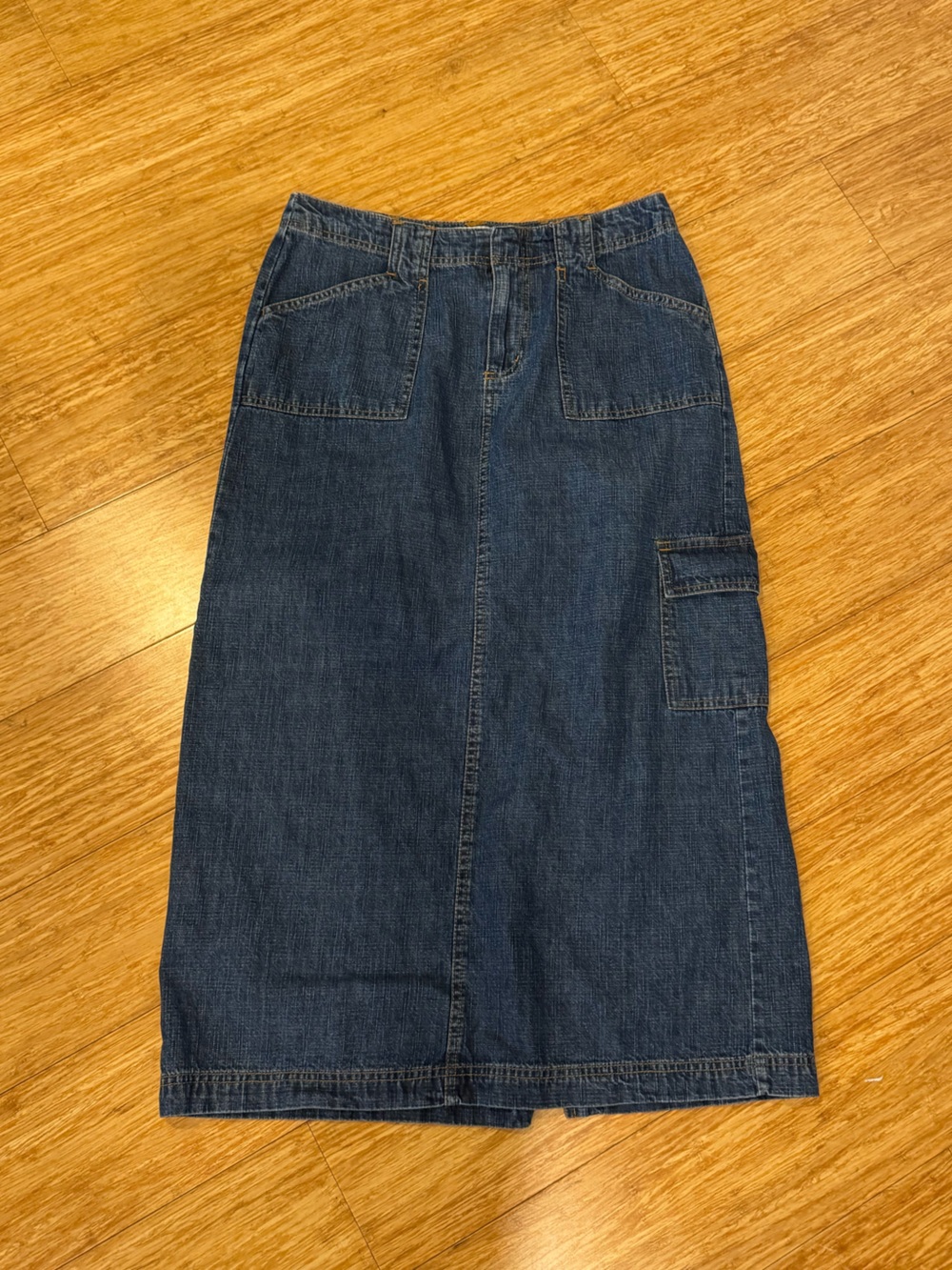 Vintage White Stag denim Jean midi skirt